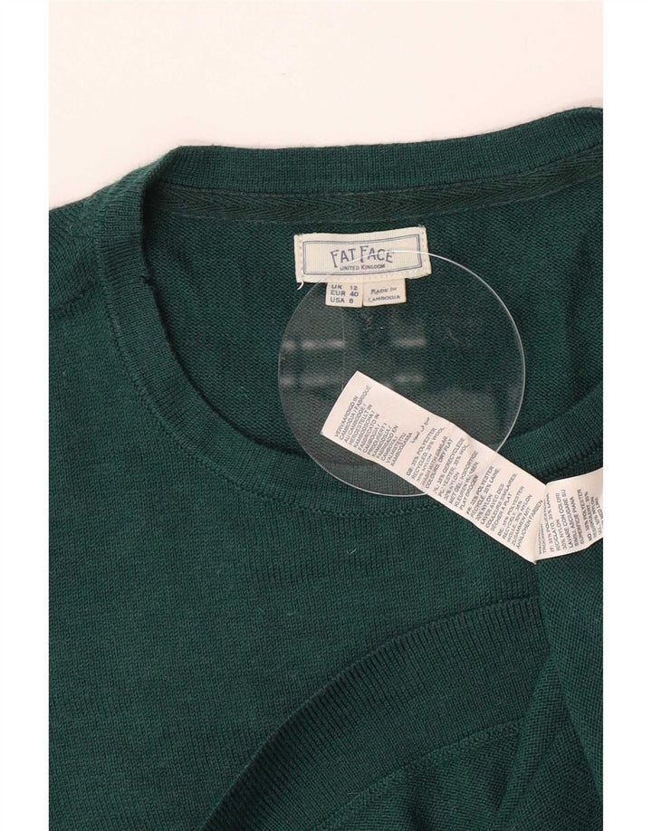 Fat Face Dame Jumper Sweater UK 12 Medium Green Polyester