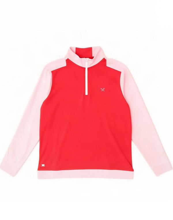 Crew Clothing Dame Pullover Træningsdragt Top UK 16 Large Pink Colourblock