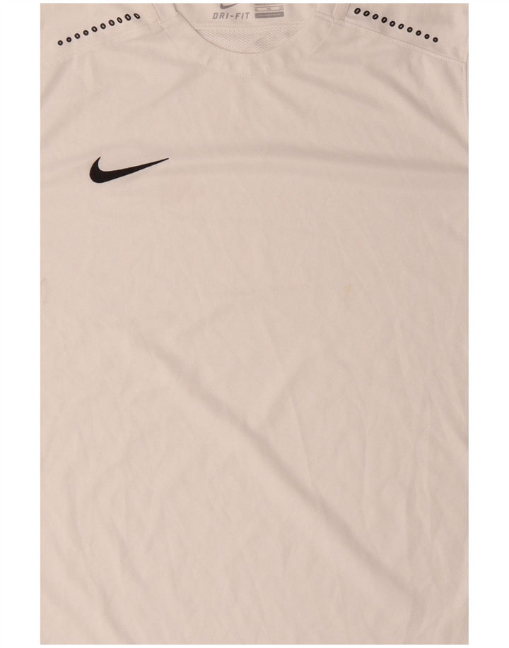 NIKE Herre Dri Fit T-shirt Top XL Hvid Colourblock Polyester