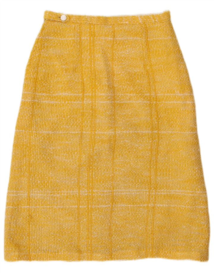 Vintage A-line nederdel til kvinder W26 lille gul plaid