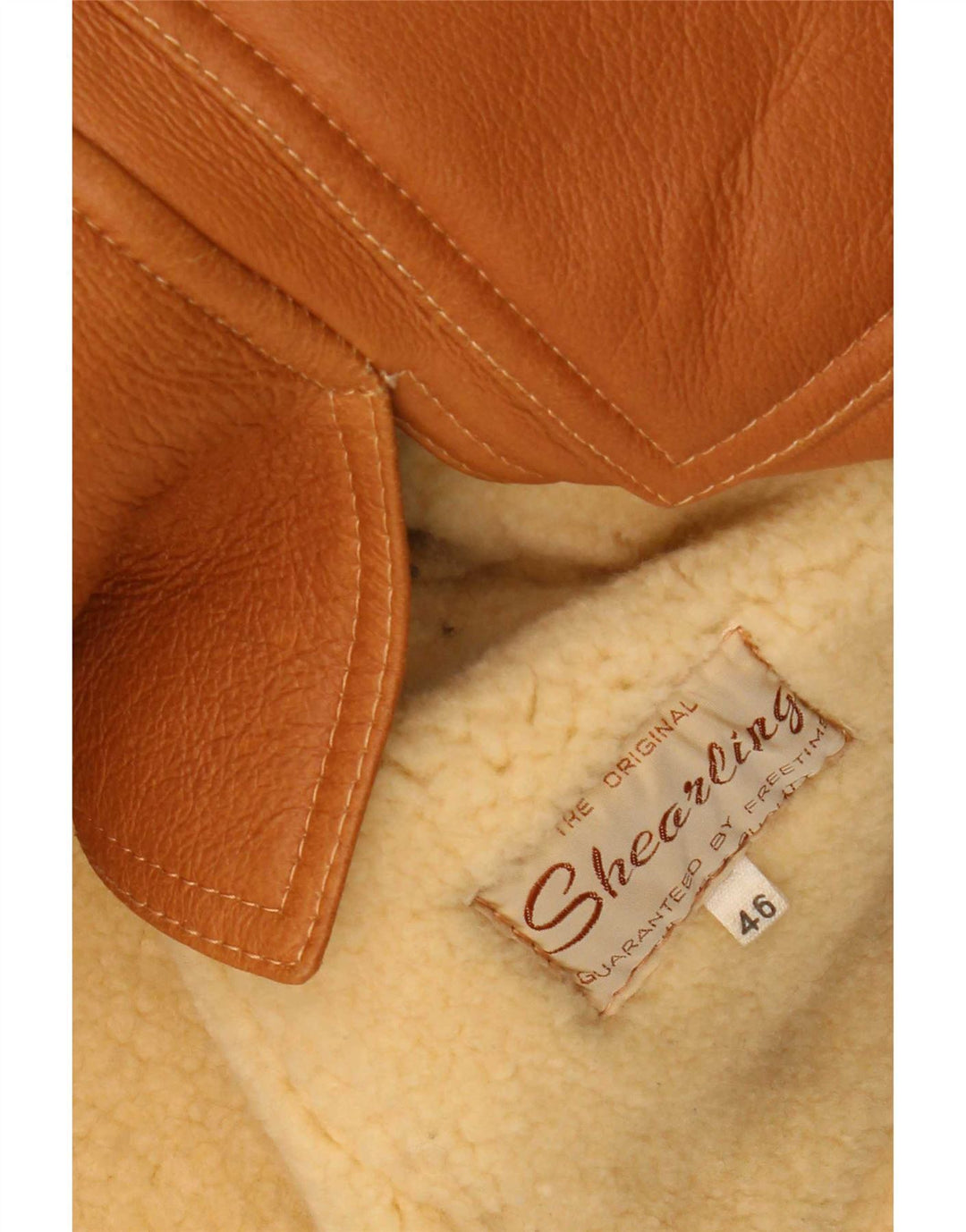 Vintage Dame Shearling Jacket IT 46 Large Beige Colourblock