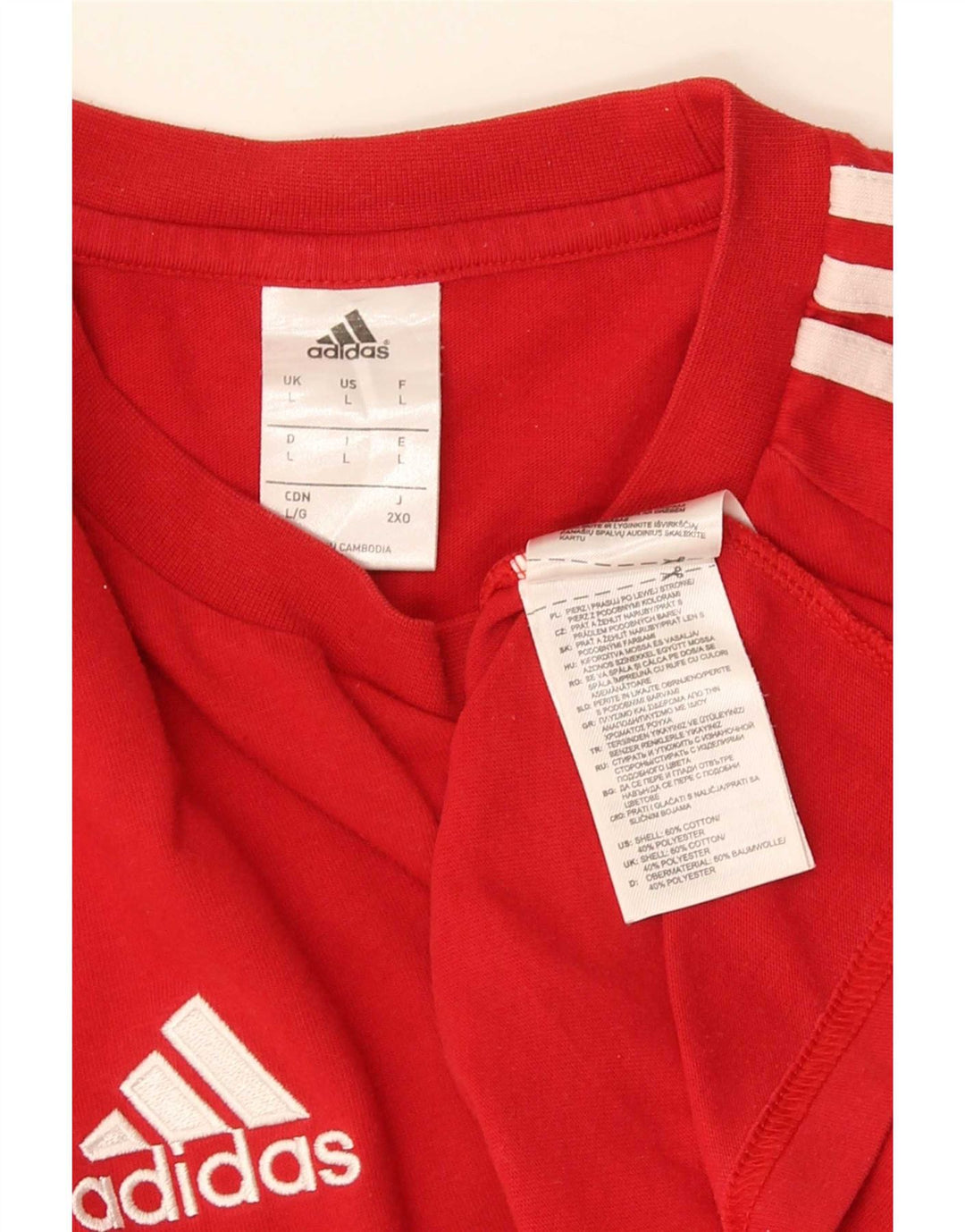Adidas Herre T-Shirt Top Stor Rød Colourblock Bomuld
