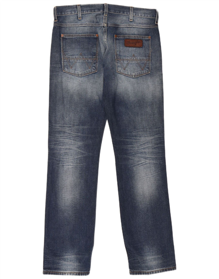 WRANGLER Herre Crank Straight Jeans W33 L34 Blå Bomuld