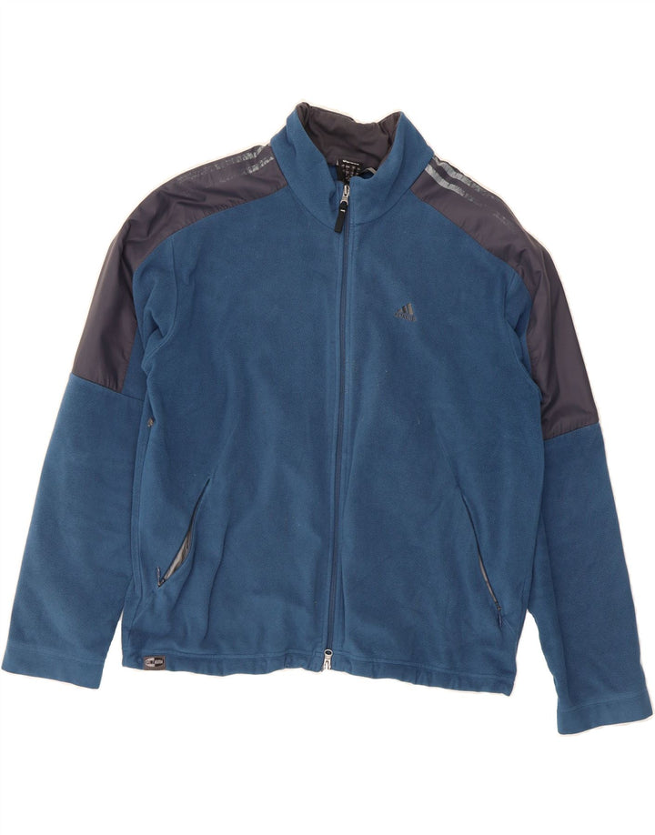 ADIDAS Mens Climawarm Fleece Jacket UK 40 Large Blue Colourblock Polyester Vintage Adidas and Second-Hand Adidas from Messina Hembry 
