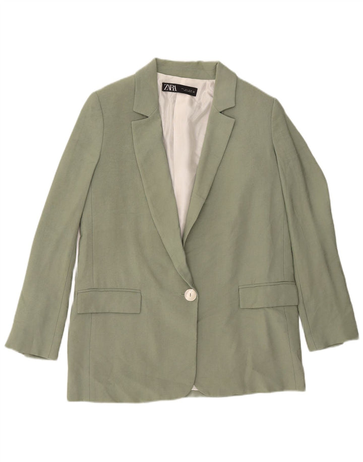 Zara Dame 1 Knap Blazer Jacket UK 10 Lille Grøn