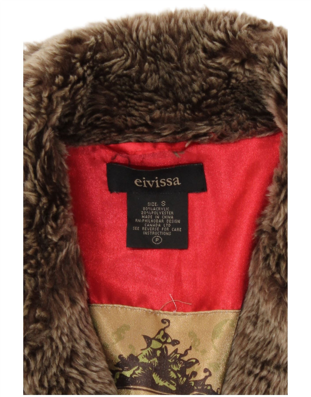 Eivissa Dame imiteret Pelsjakke UK 10 Small Khaki Acryl