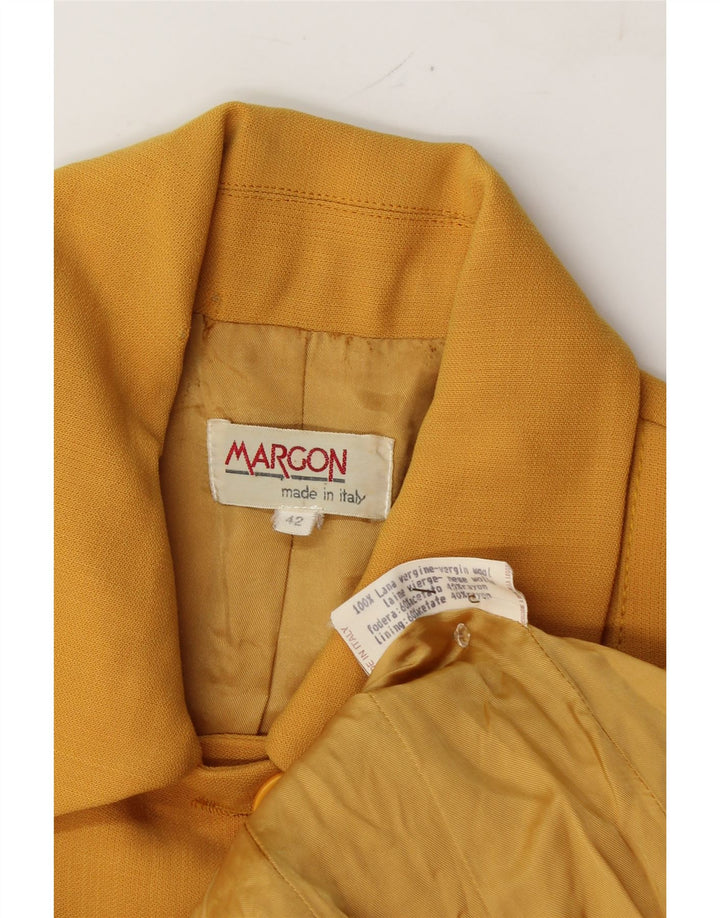 VINTAGE Womens Crop 4 Button Blazer Jacket IT 42 Medium Yellow Wool Vintage Vintage and Second-Hand Vintage from Messina Hembry 