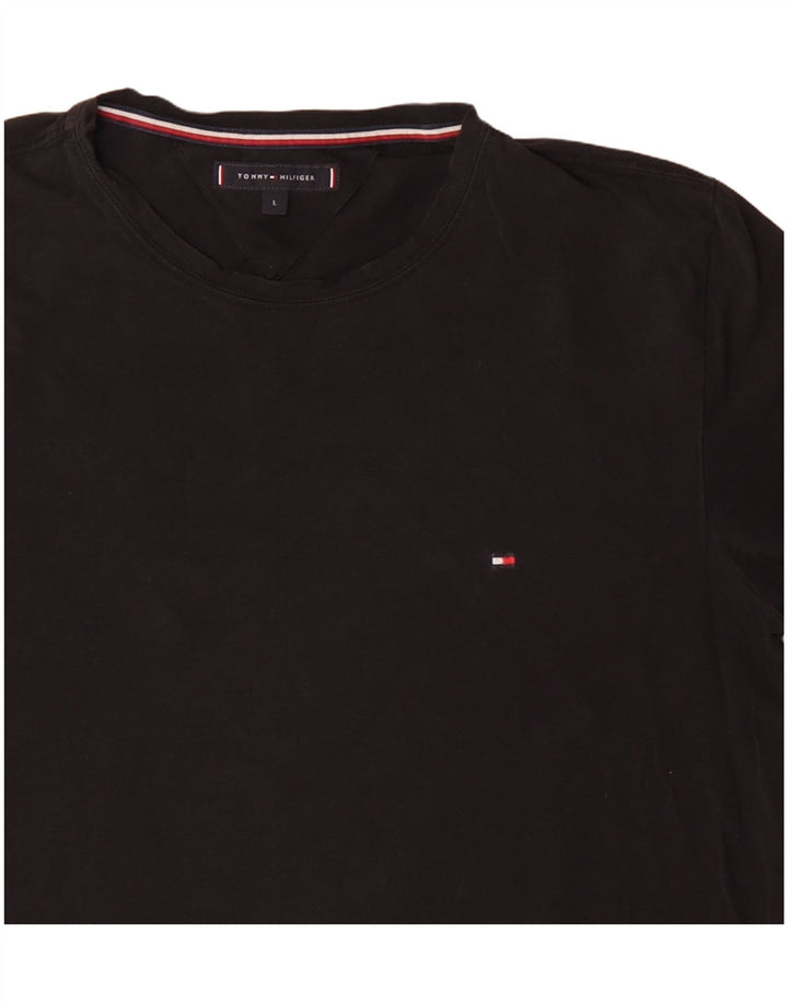 Tommy Hilfiger Herre T-Shirt Top Stor Sort Bomuld