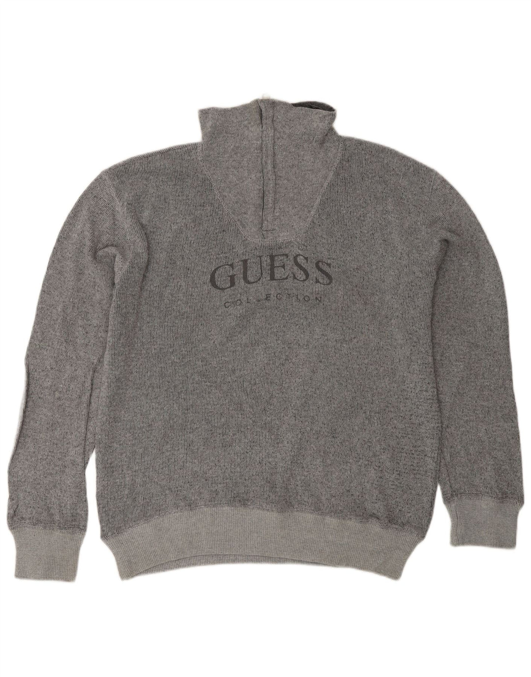 Guess Herre grafisk lynlås-hals sweater stor grå bomuld