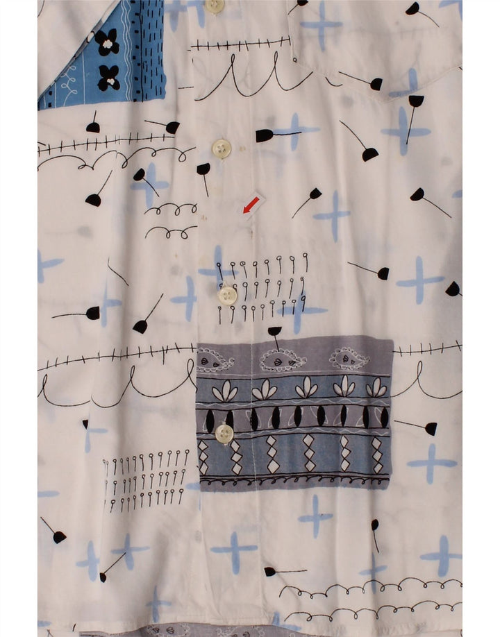VINTAGE Mens Big & Tall Short Sleeve Shirt Medium White Patchwork Vintage Vintage and Second-Hand Vintage from Messina Hembry 