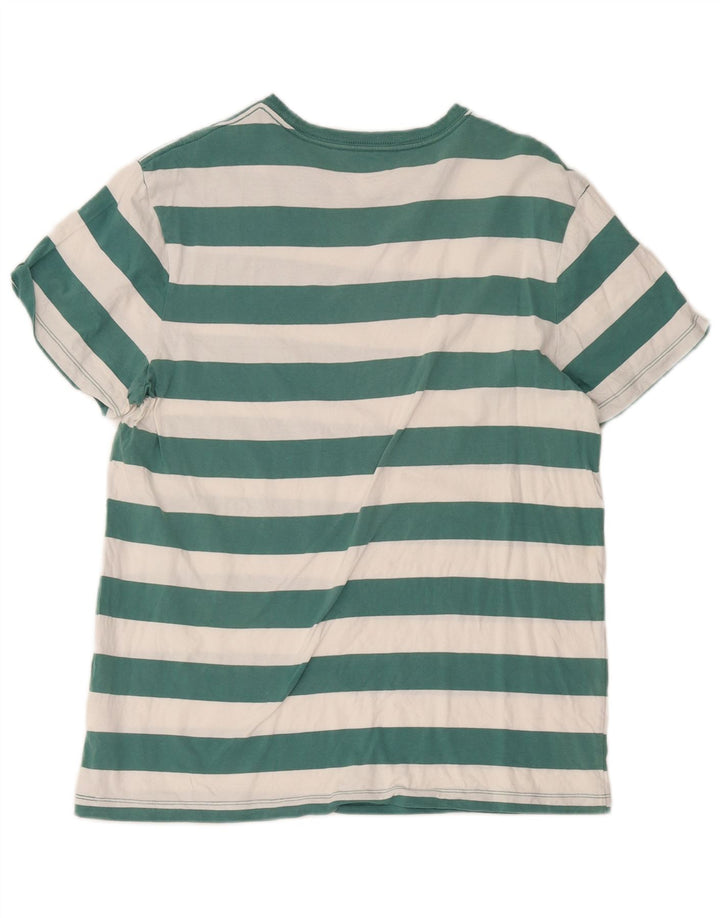 J. Crew Herre T-Shirt Top Stor Grøn Stribet Bomuld