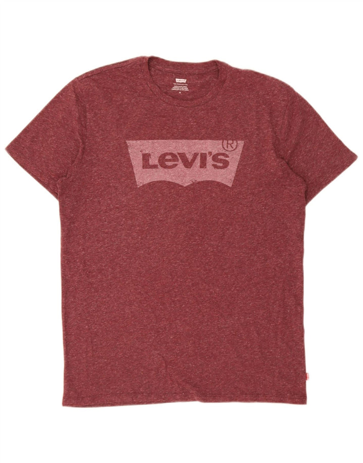 Levi's Herre grafisk T-shirt Top Medium Burgundy Flecked