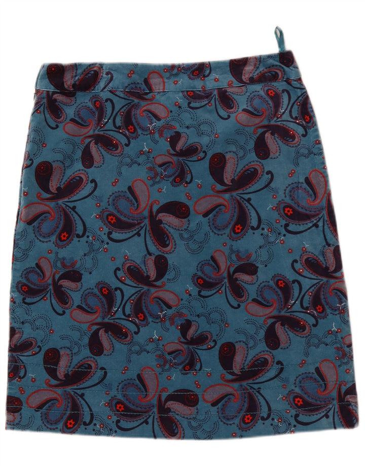 White Stuff Lige nederdel til kvinder UK 12 Medium W32 Blue Paisley