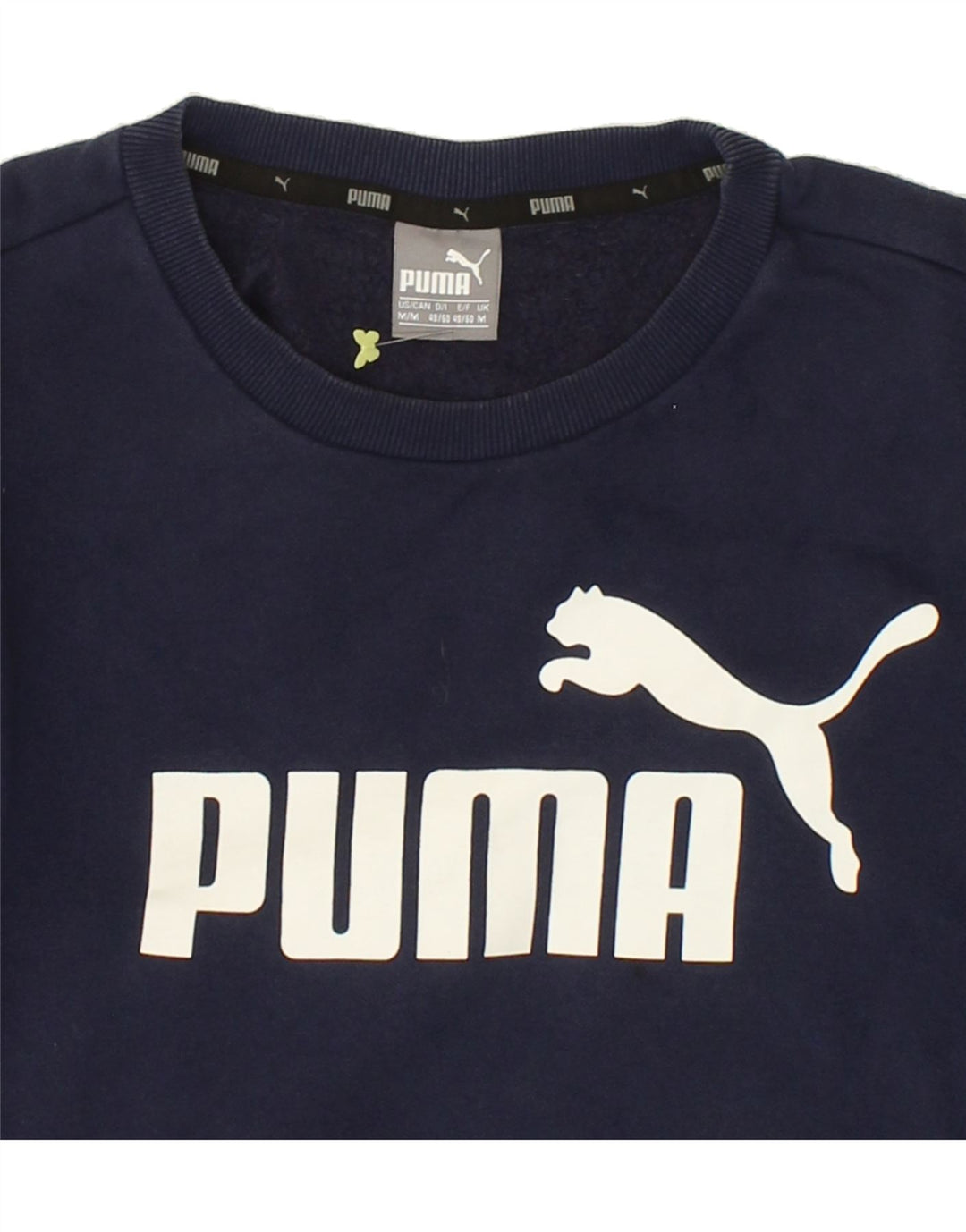PUMA Mens Graphic Sweatshirt Jumper Medium Navy Blue Cotton | Vintage Puma | Thrift | Second-Hand Puma | Used Clothing | Messina Hembry 