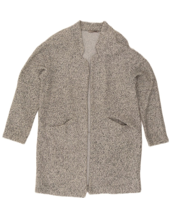 Zara Womens Oversized Longline Cardigan Sweater UK 10 Small Grey Flecked