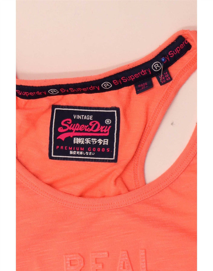 Superdry Grafisk Vest Top UK 14 Stor Orange Polyester til kvinder