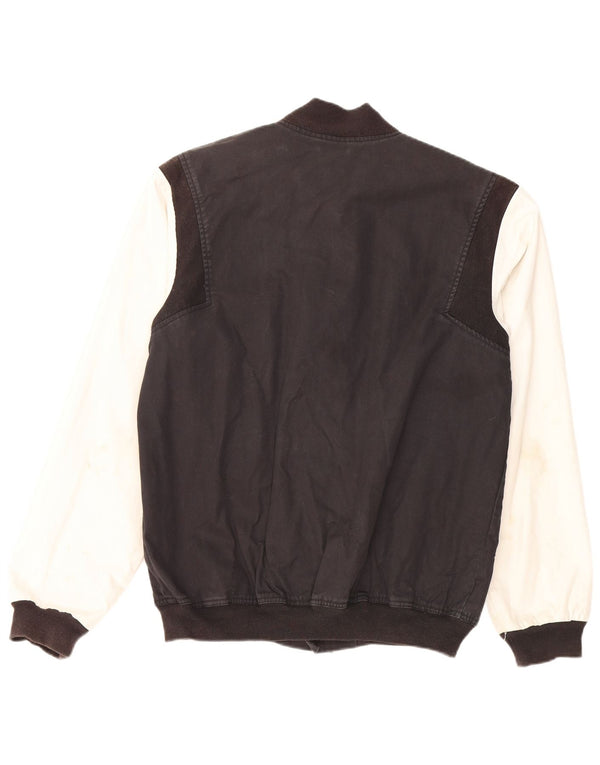 Adidas Herre Graphic Varsity Jacket UK 38 Medium Sort Colourblock Bomuld