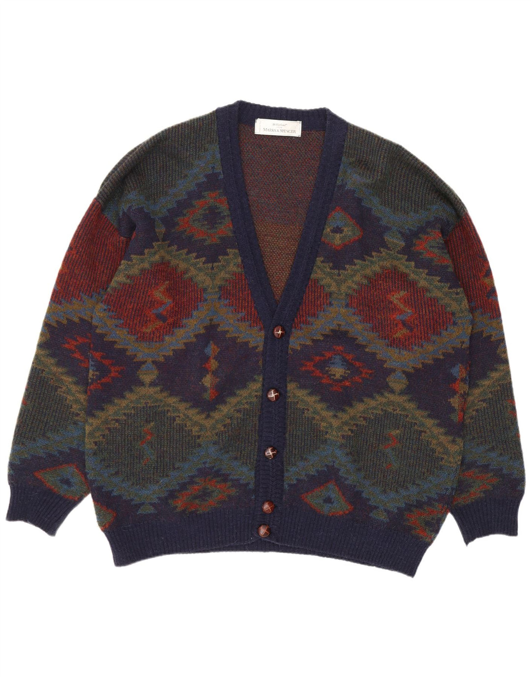 Marks & Spencer Herre St. Michael Cardigan Sweater XL Marineblå Retro