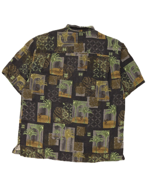 Tommy Bahama Mens Short Sleeve Shirt Large Black Floral Silk