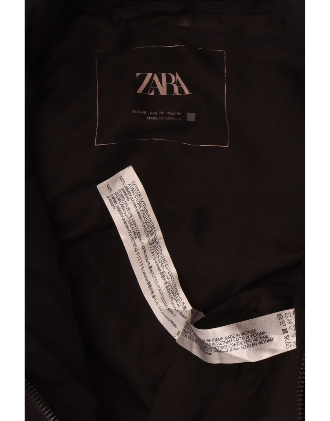 Zara Dame Oversized Polstret Gilet UK 6 XS Sort Polyester