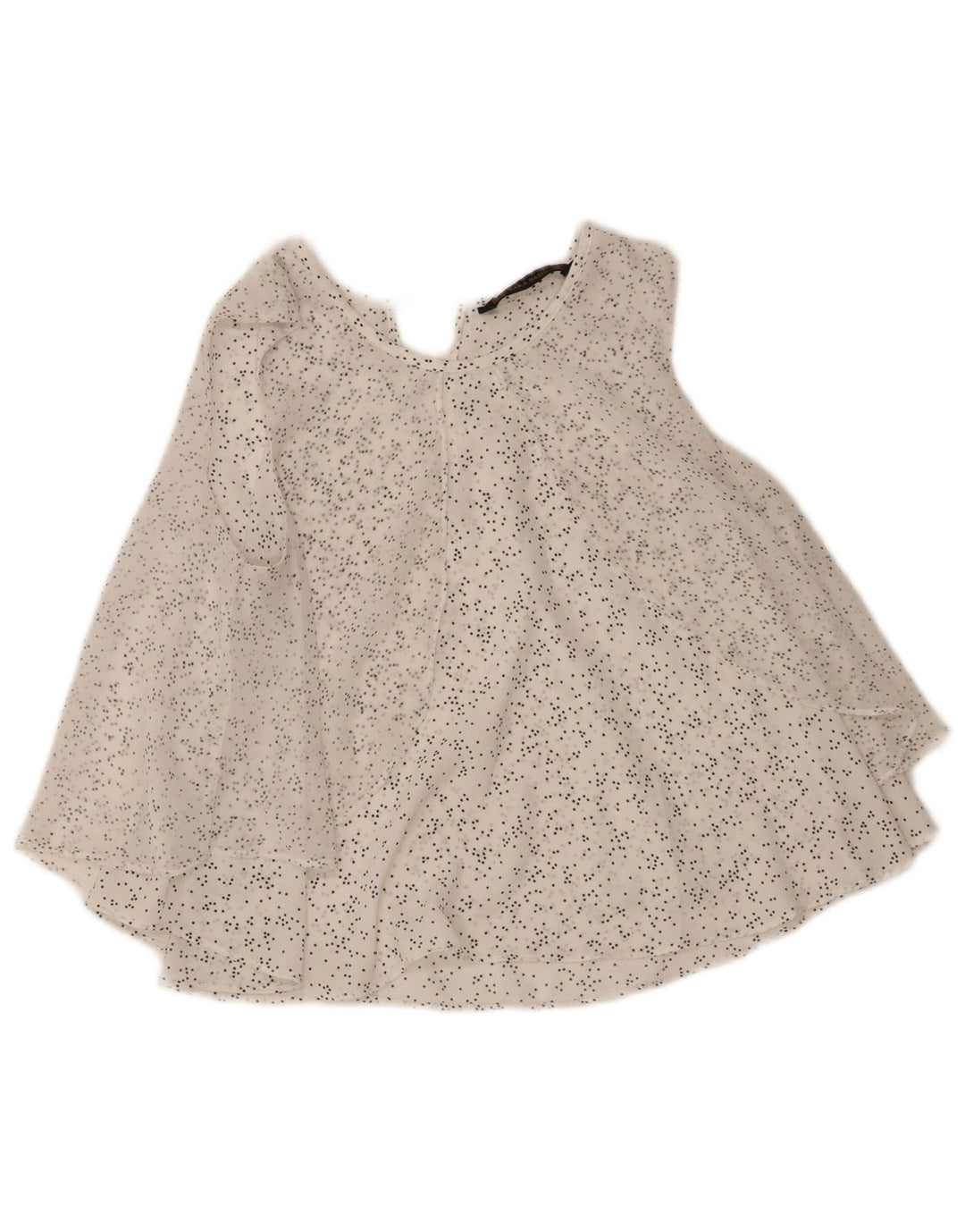 ZARA Womens Crop Sleeveless Blouse Top UK 12 Medium White Spotted