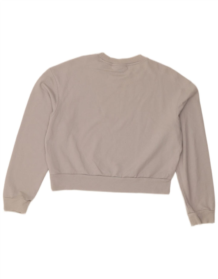 Calvin Klein Dame Crop Graphic Sweatshirt Jumper UK 14 Medium Grey Bomuld