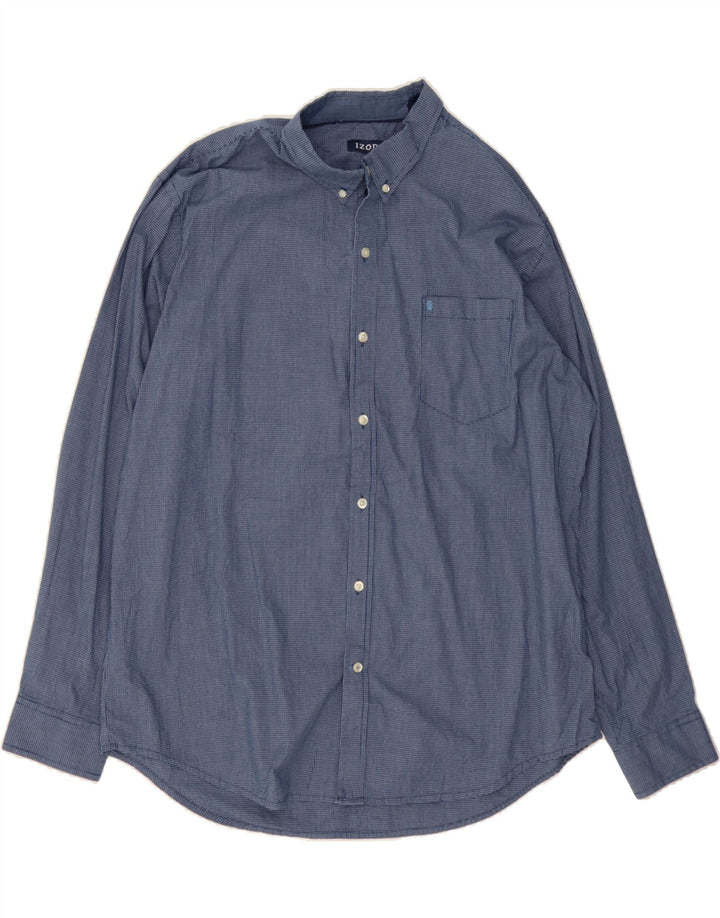 IZOD Mens Shirt XL Navy Blue Check Cotton Vintage Izod and Second-Hand Izod from Messina Hembry 