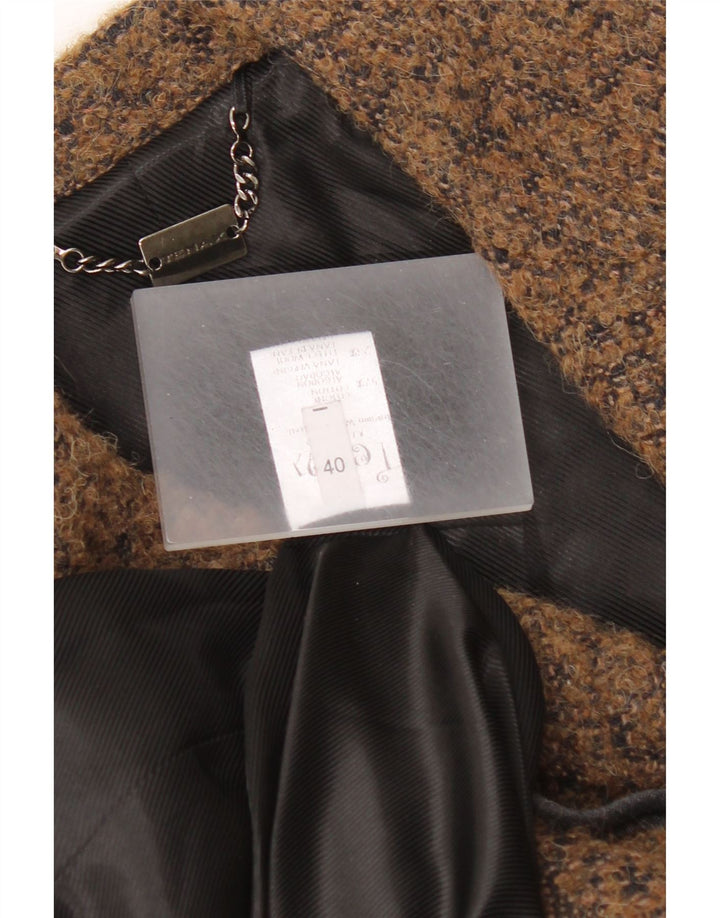 Tenax dobbeltradet frakke til kvinder IT 40 Lille brun flækket bomuld