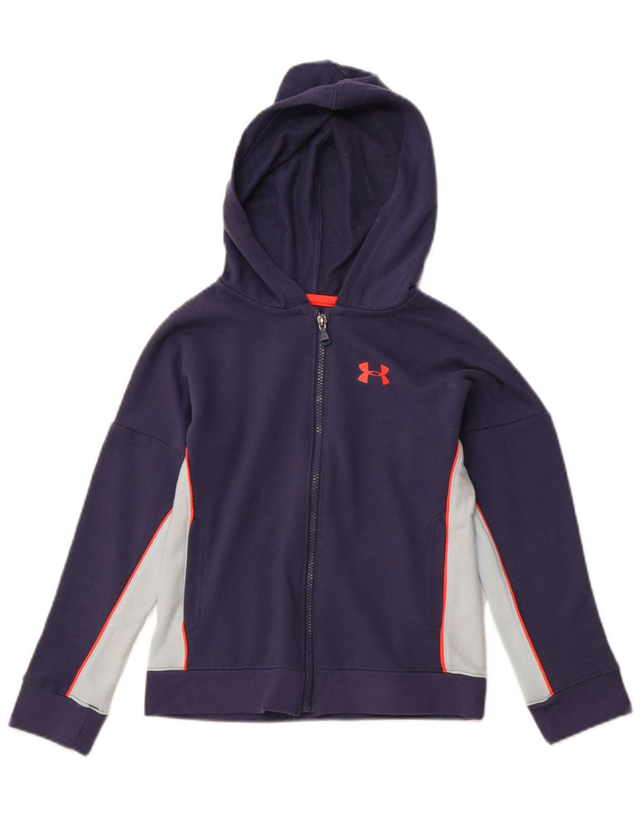 UNDER ARMOUR Drenge Cold Gear Hættetrøje med lynlås 7-8 år Small Navy Blue