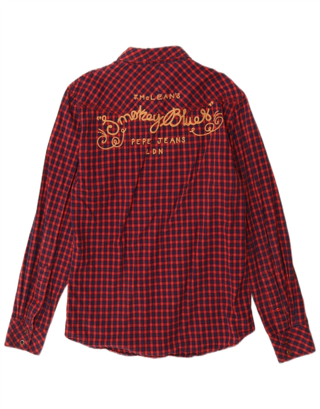 PEPE Jeans Herre grafisk flannel skjorte lille rød Gingham bomuld