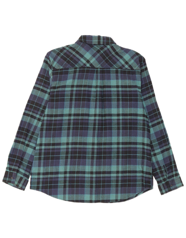 Eddie Bauer Dame Flanell Shirt UK 16 Large Navy Blue Ternet Bomuld