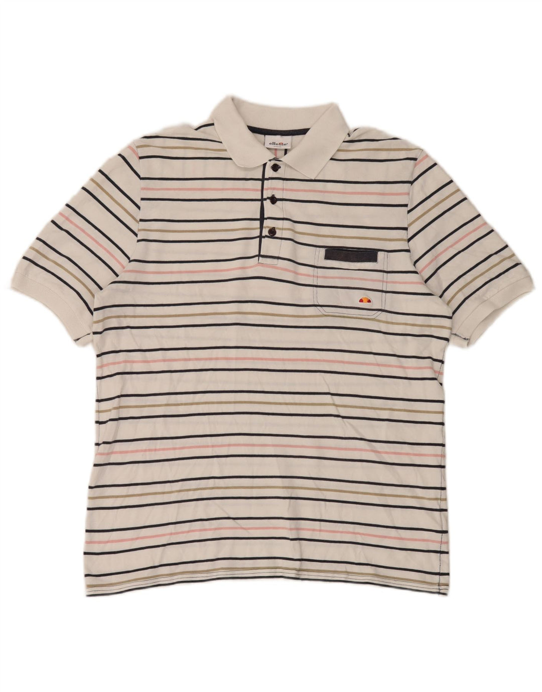 Ellesse Herre poloshirt Stor hvid stribet bomuld