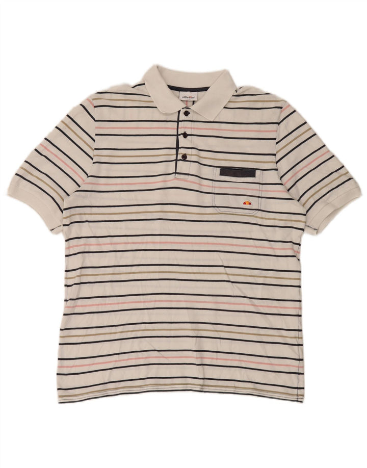 Ellesse Herre poloshirt Stor hvid stribet bomuld