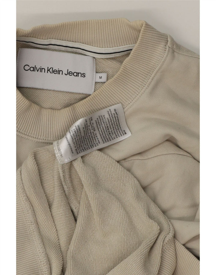 Calvin Klein Jeans Herre grafisk sweatshirt Jumper Medium Off White Bomuld