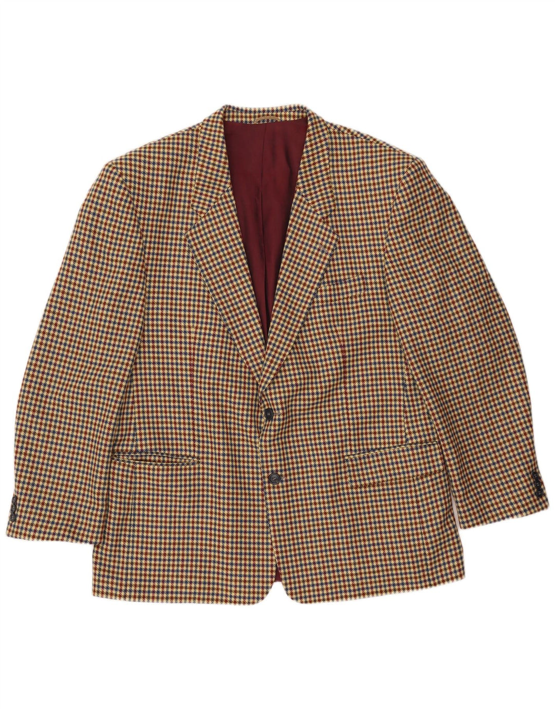 Luigi Botto Herre 2-knaps blazerjakke UK 40 Large Beige Houndstooth Uld