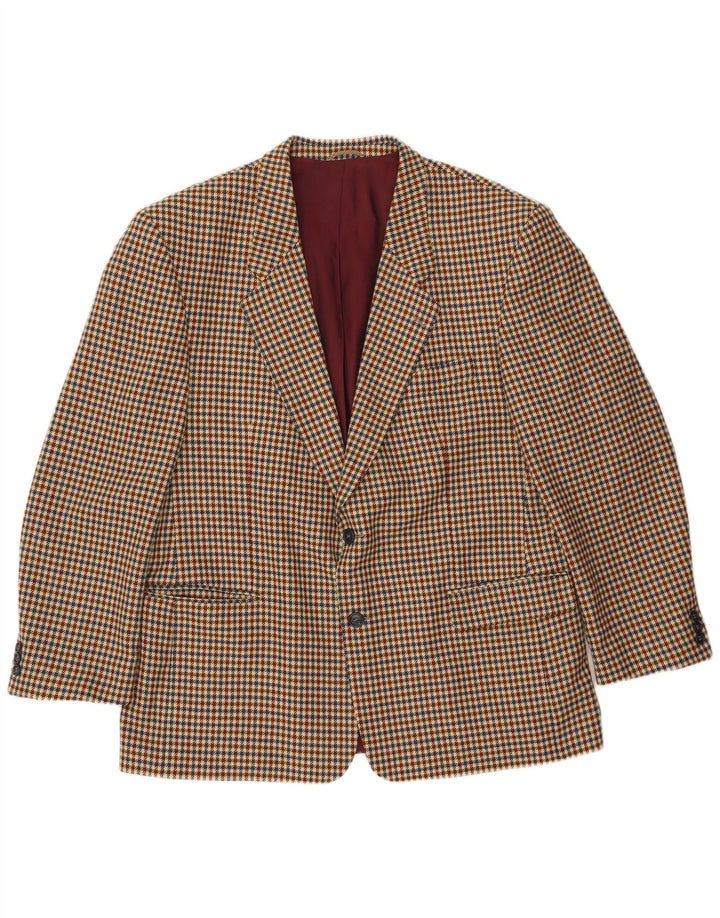 Luigi Botto Herre 2-knaps blazerjakke UK 40 Large Beige Houndstooth Uld
