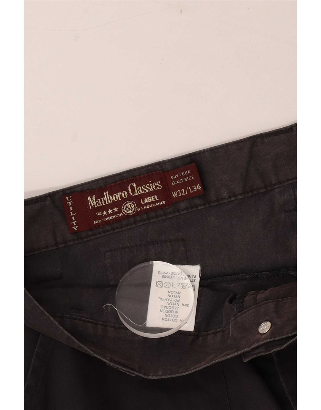 Marlboro Classics Herre Straight Cargo Bukser W32 L28 Sort Bomuld