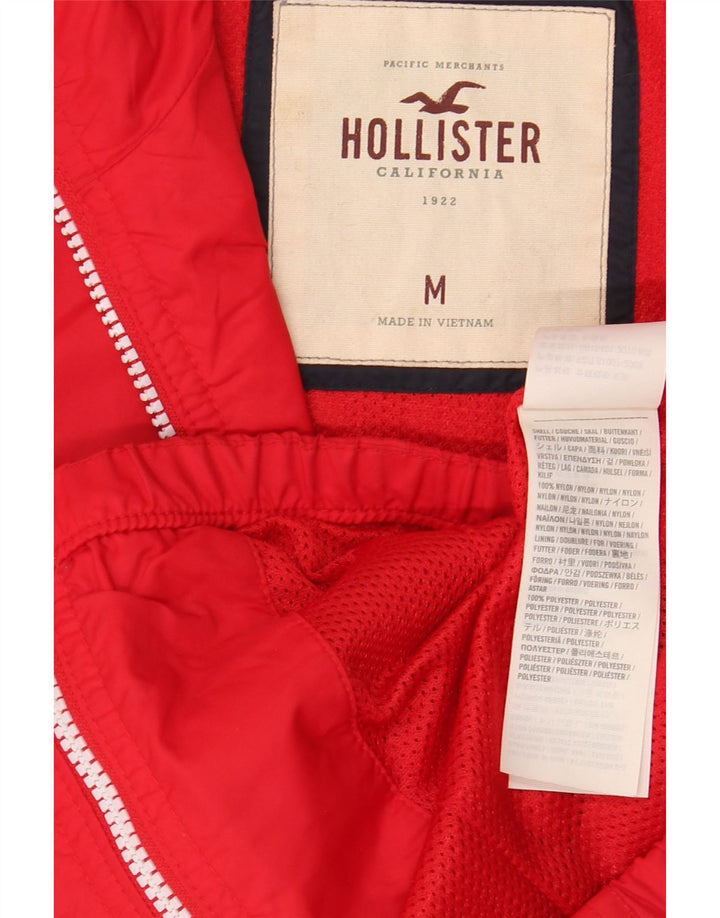 Hollister Regnjakke med hætte til kvinder UK 12 Medium Rød Nylon