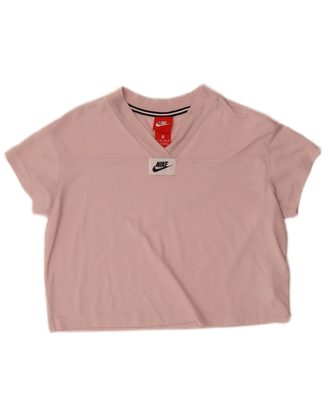 Nike Dame Crop T-Shirt Top UK 6 XS Pink Polyester