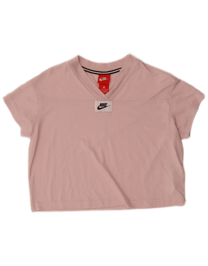 Nike Dame Crop T-Shirt Top UK 6 XS Pink Polyester