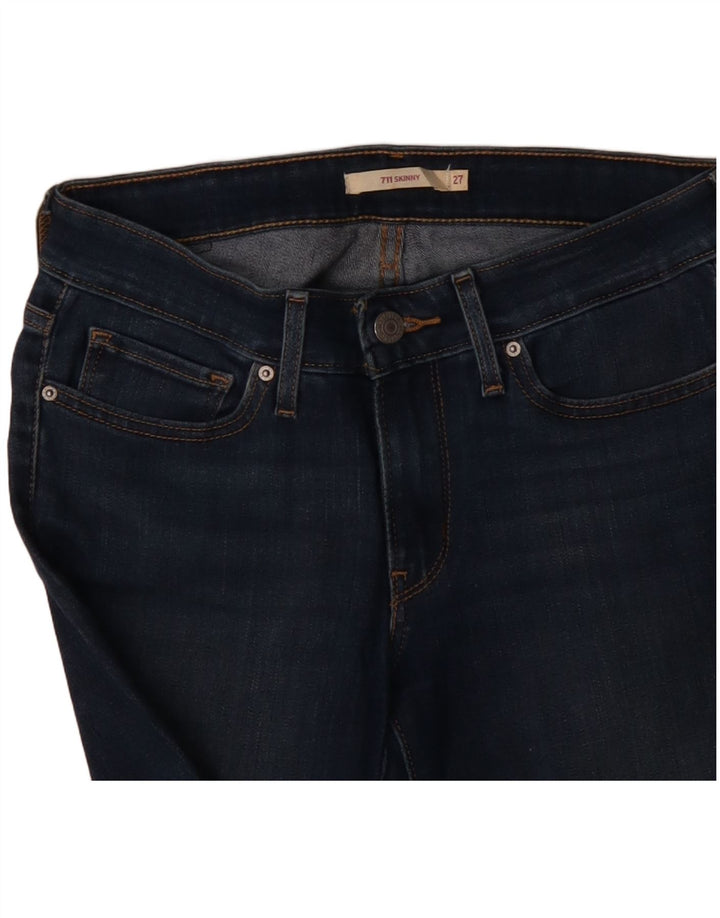 LEVI'S Dame 711 Skinny Jeans W27 L28 Marineblå Bomuld
