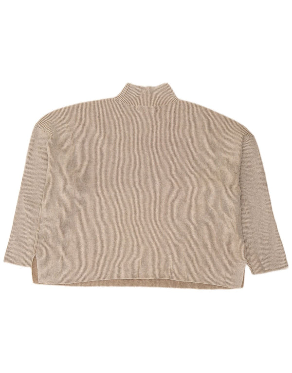 Marks & Spencer Dame Turtle Neck Jumper Sweater UK 18 XL Beige Stribet