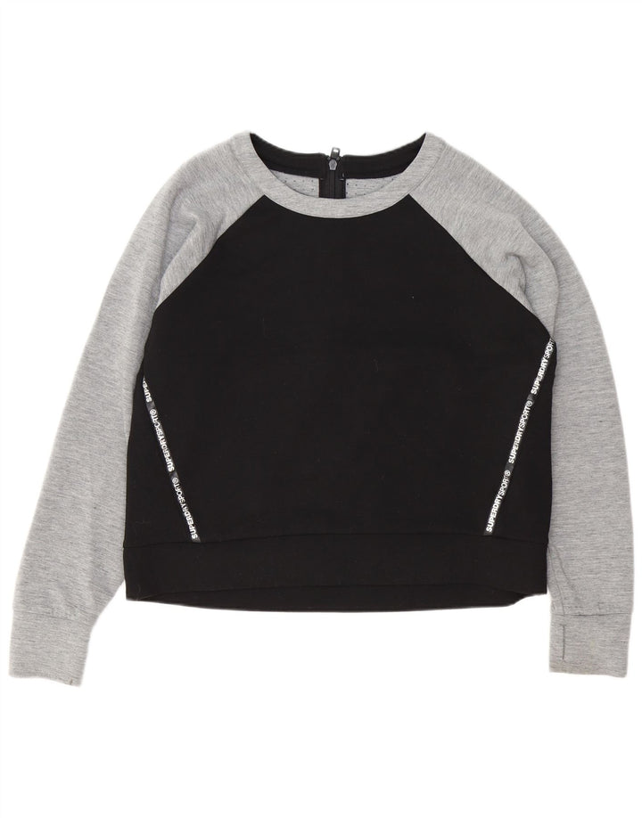 Superdry Graphic Sweatshirt Jumper UK 16 Large Black Colourblock