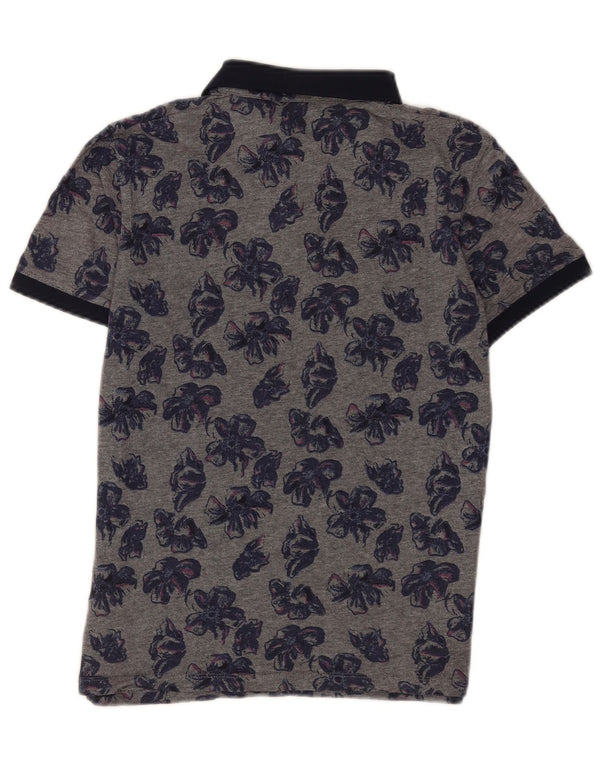 Ted Baker herre poloshirt str. 4 Large Grå blomsterbomuld