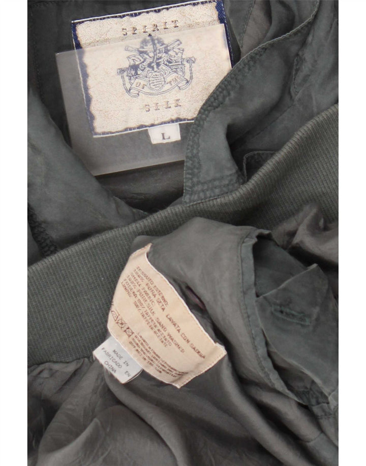 Vintage Bomber Jacket UK 40 Stor Grå Silke