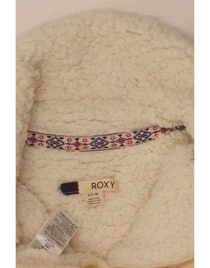 ROXY Sherpa træningsdragt topjakke til kvinder UK 10 Small off white bomuld