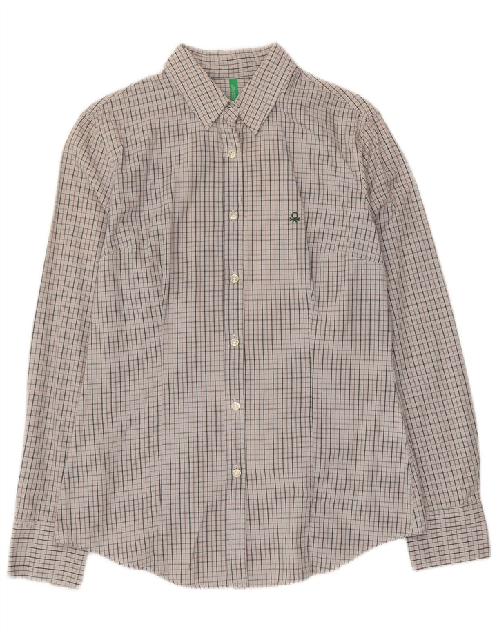 Benetton Dameskjorte UK 14 Stor Grå Bomuld