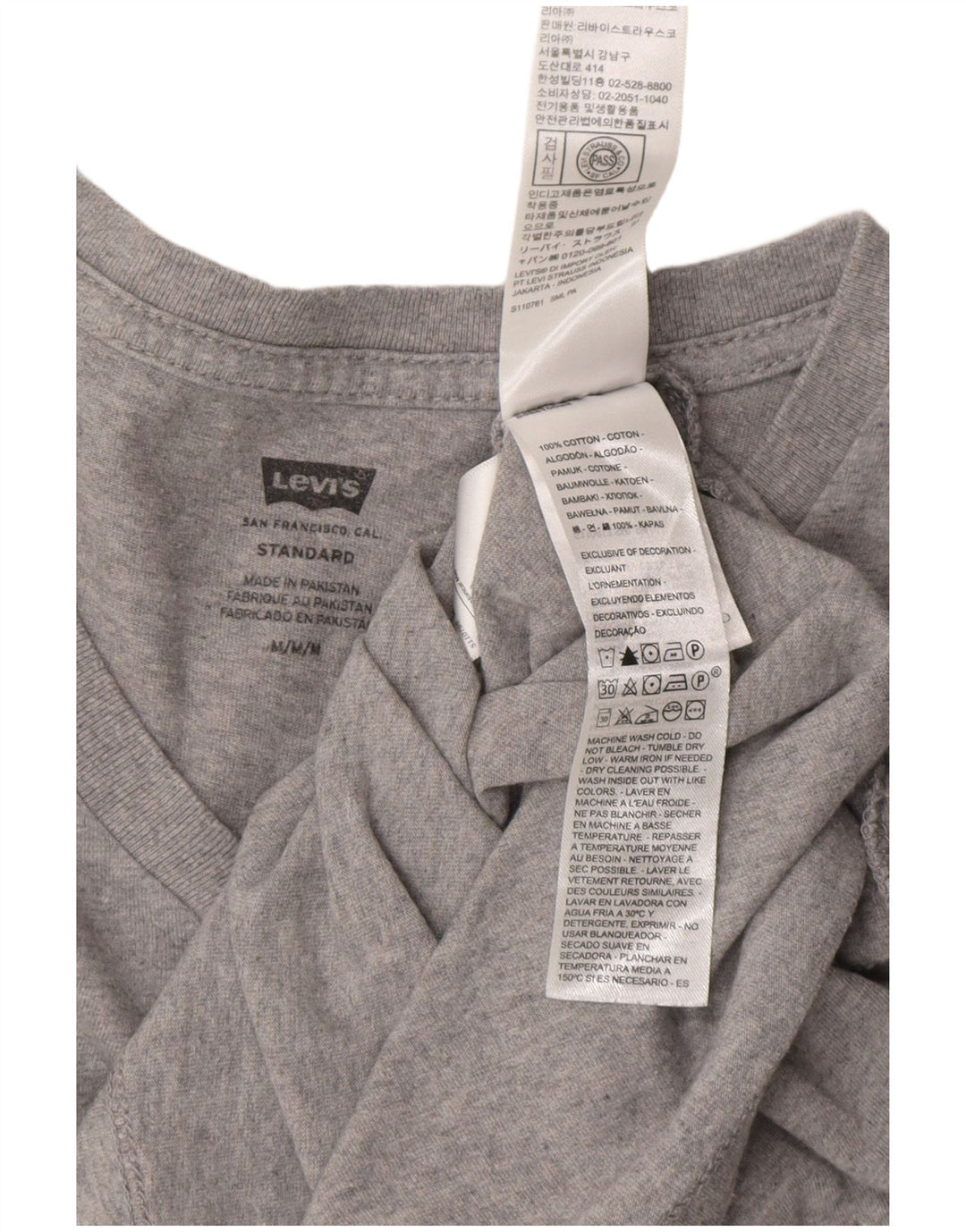 LEVI'S Herre Standard T-Shirt Top Medium Grå Bomuld