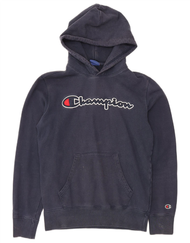 Champion Dame Grafisk Hoodie Jumper Medium Navyblå Bomuld