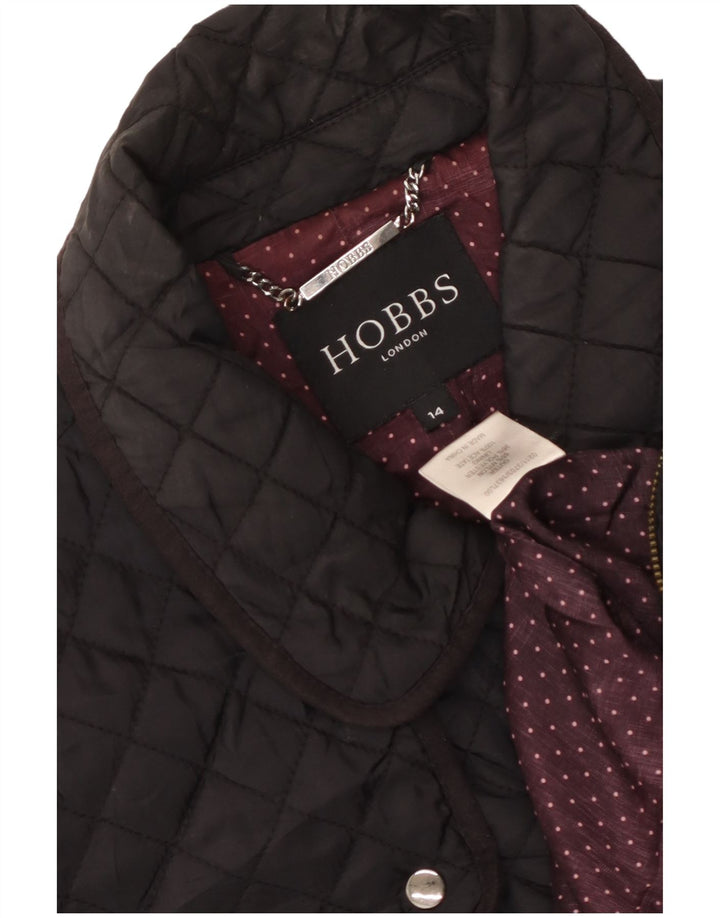 Hobbs Quiltet overfrakke til kvinder UK 14 Stor sort nylon